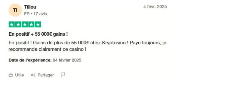 Kryptosino Casino avis client
