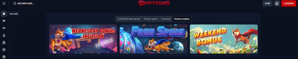 Kryptosino Casino page accueil